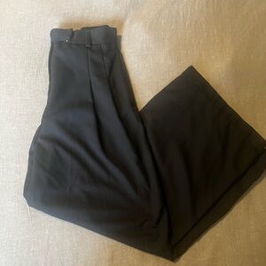 Free people black pleated wide leg trousers baggy fit size 4